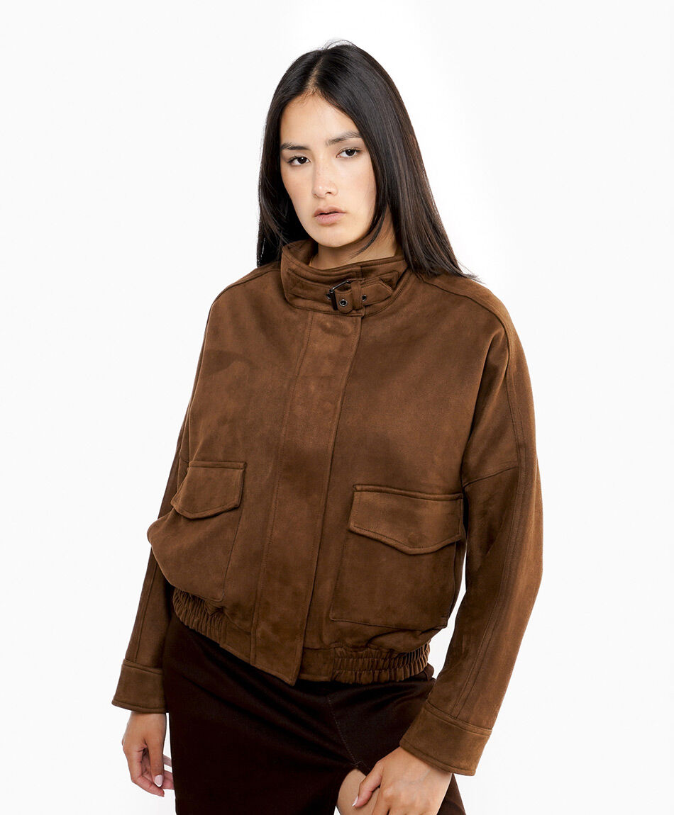 Chaqueta mujer suede bolsillos