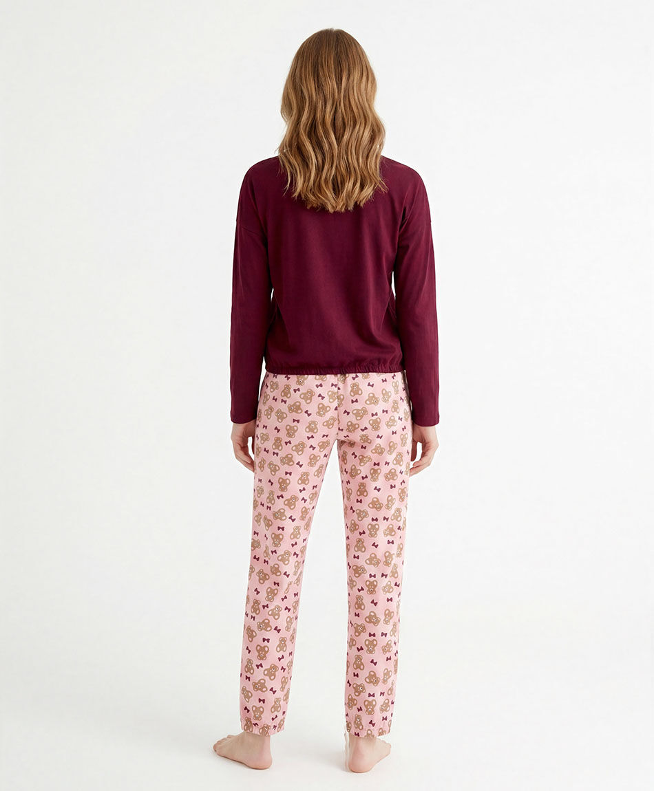 Pijama mujer jersey osito lazo