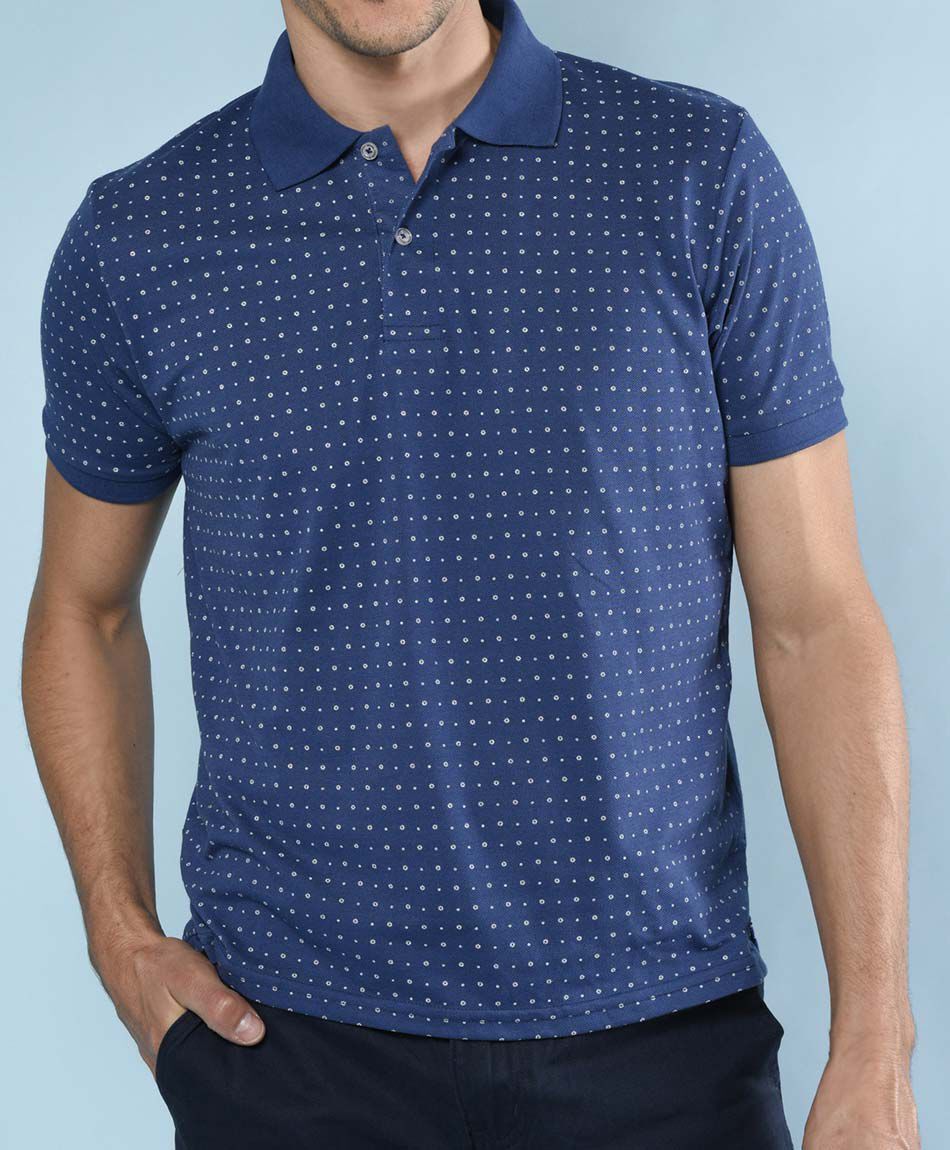 Polera cuello polo estampada