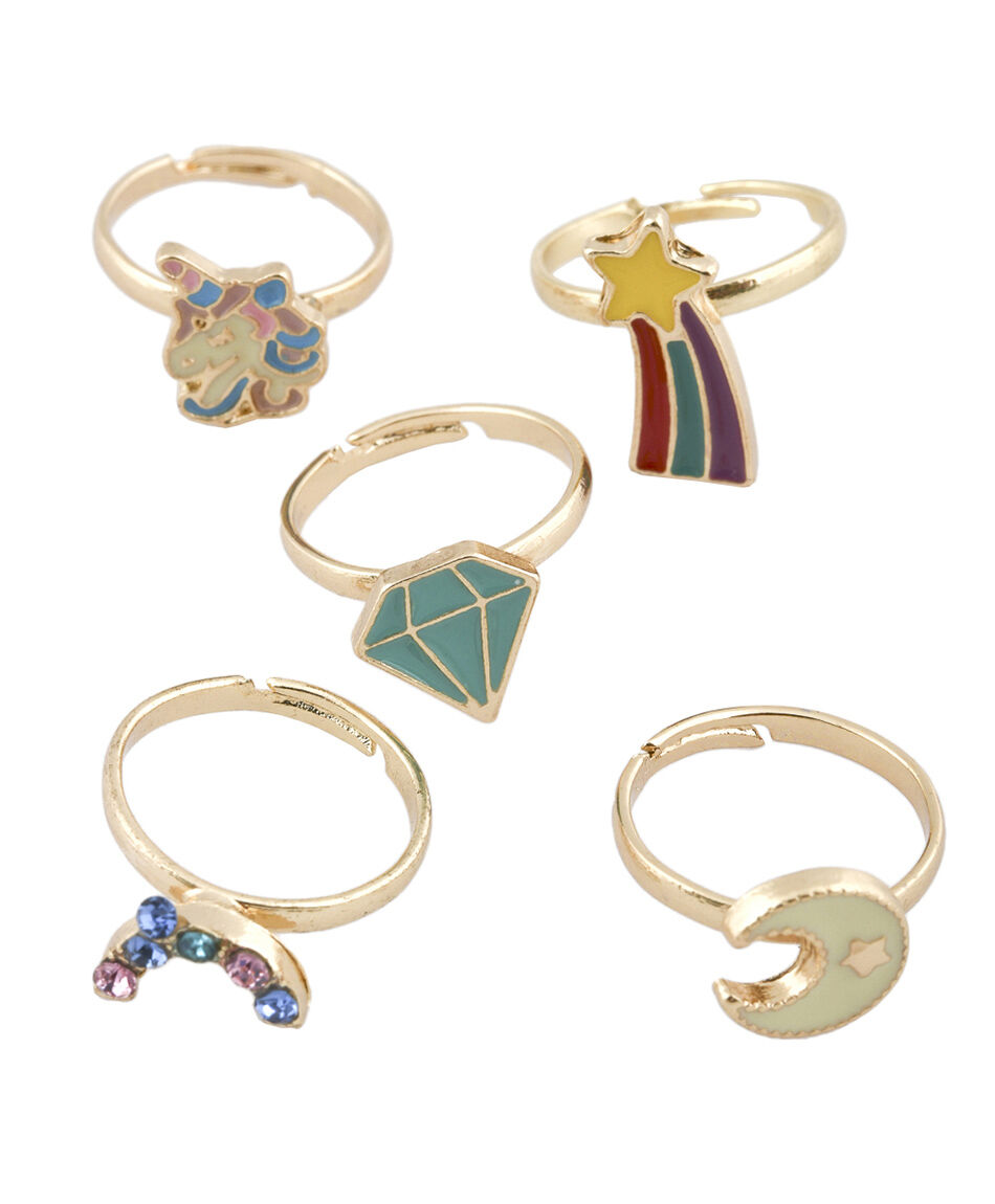 Set anillos dorados 5 piezas