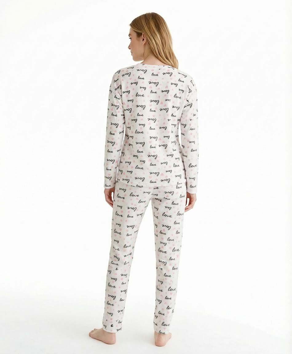 Pijama mujer  polar letras y  botones