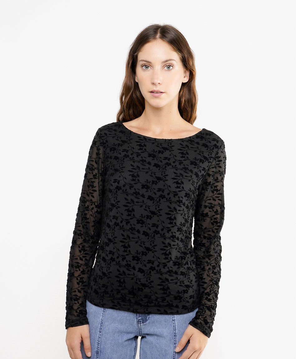 Polera mujer encajes florales