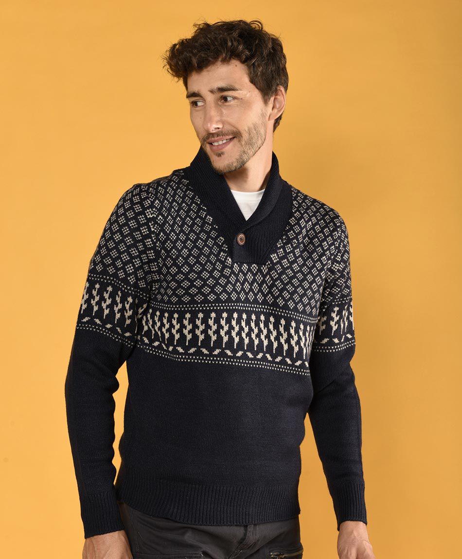 Sweater jacquard cuello en v