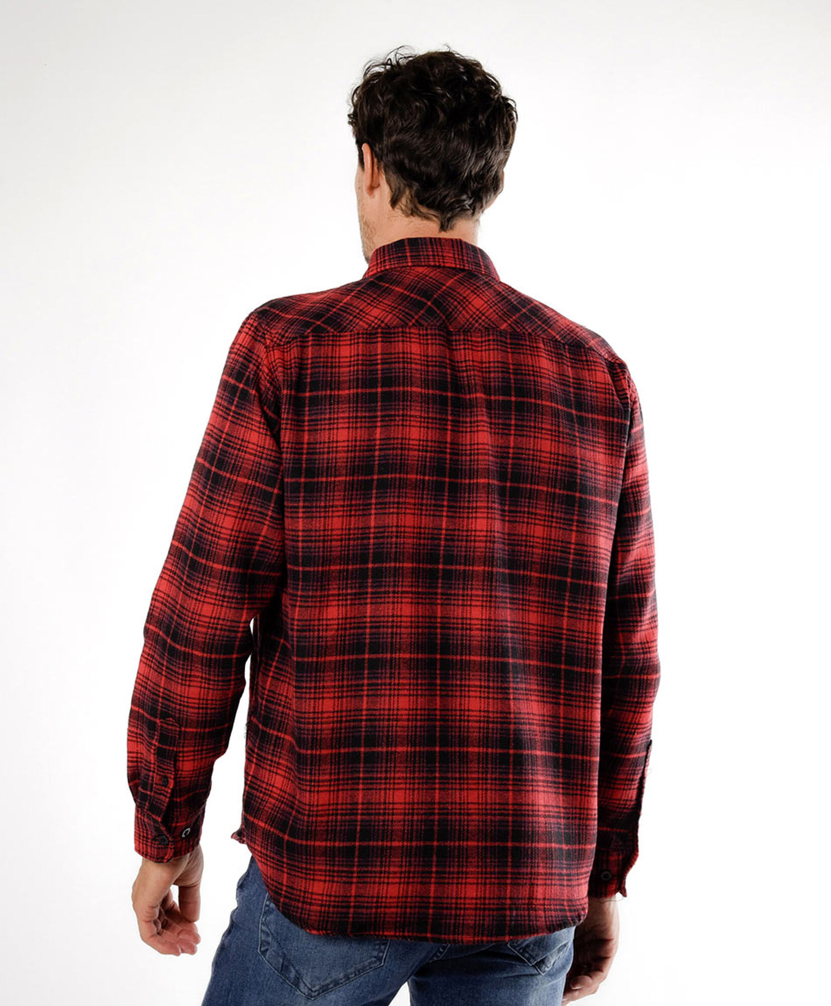 Camisa hombre franela cuadrille rojo y negro Camisa hombre franela cuadrille rojo y negro