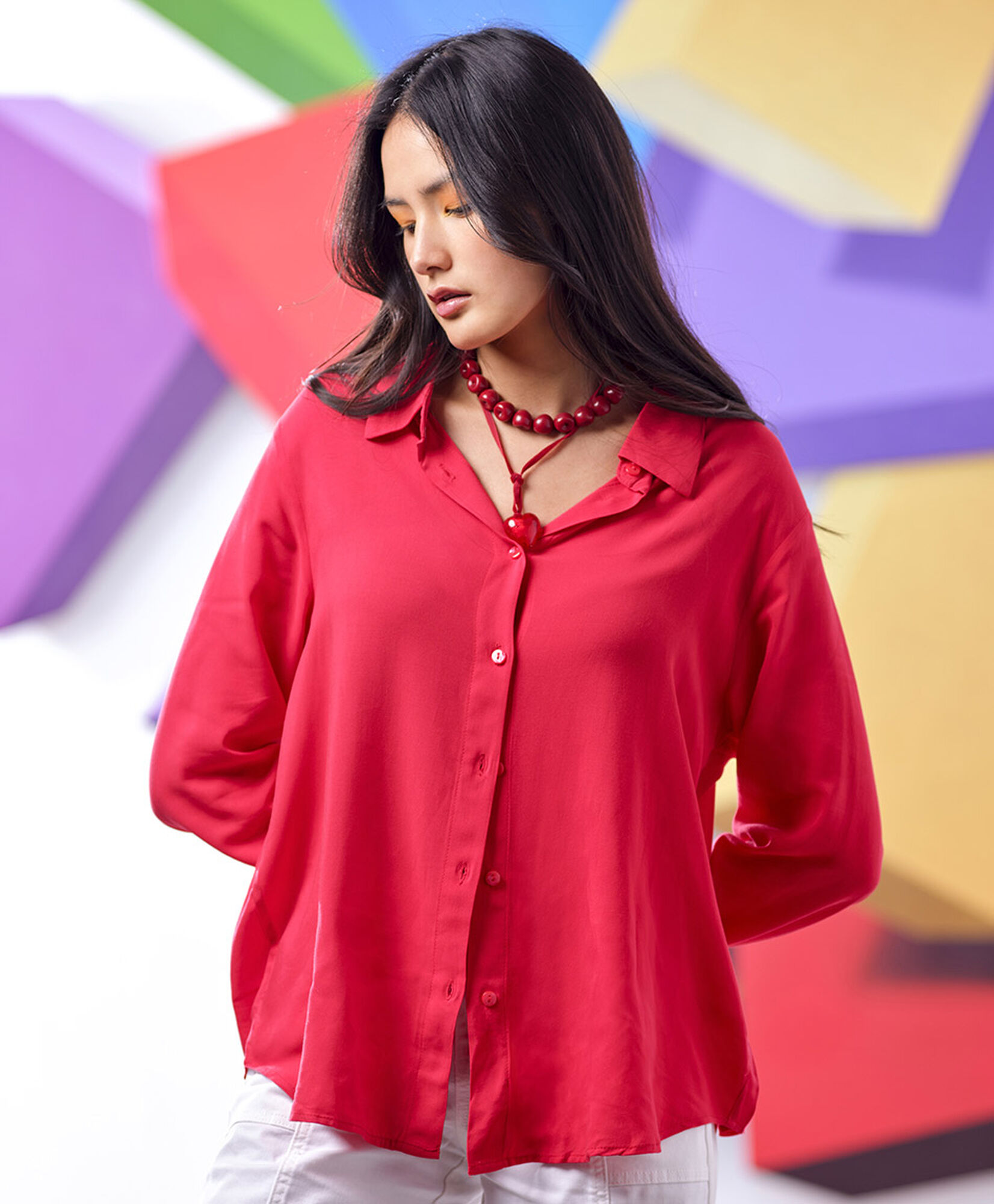 Blusa mujer camisera roja Blusa mujer camisera roja