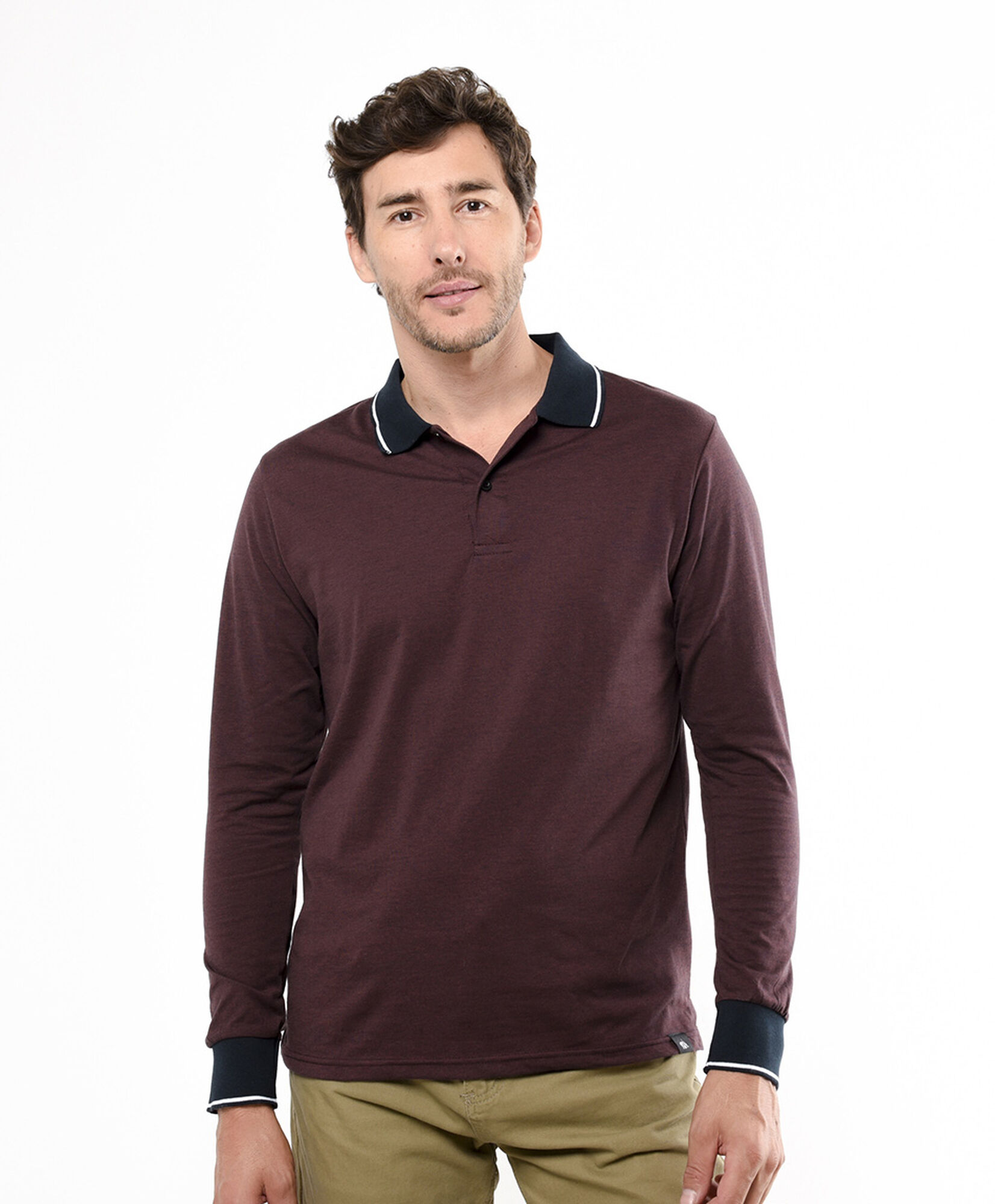 Polera hombre polo burdeo manga larga Polera hombre polo burdeo manga larga