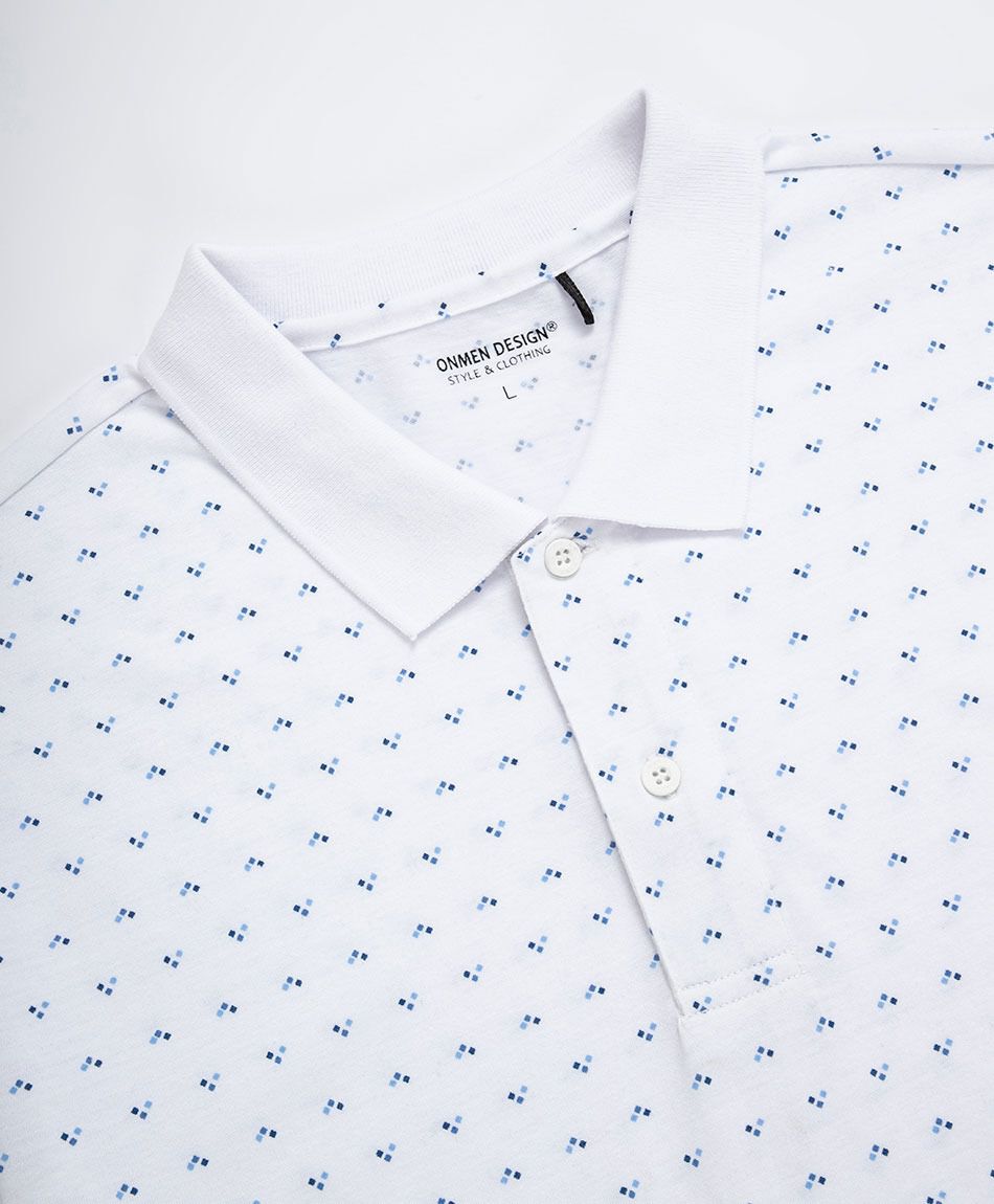 Polera hombre cuello polo puntos azules