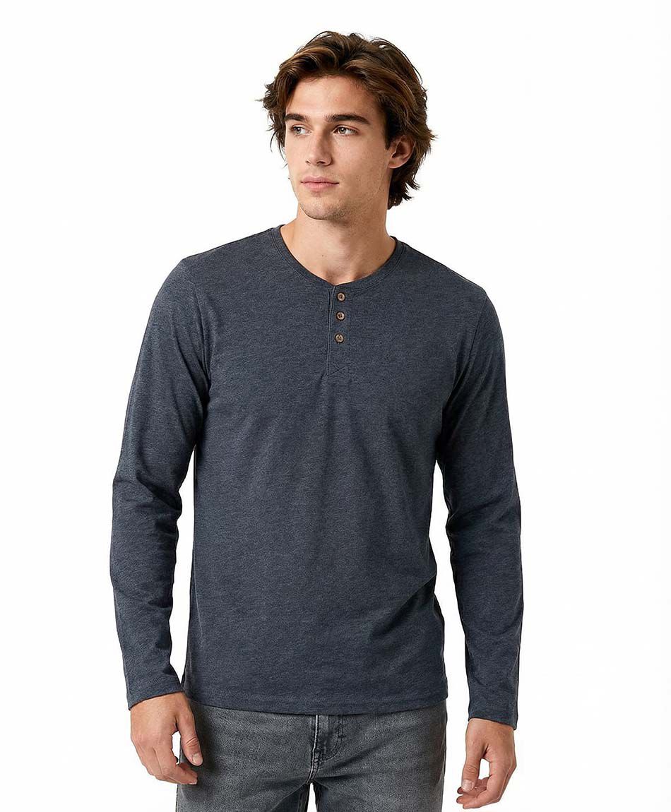 Polera hombre botones manga larga