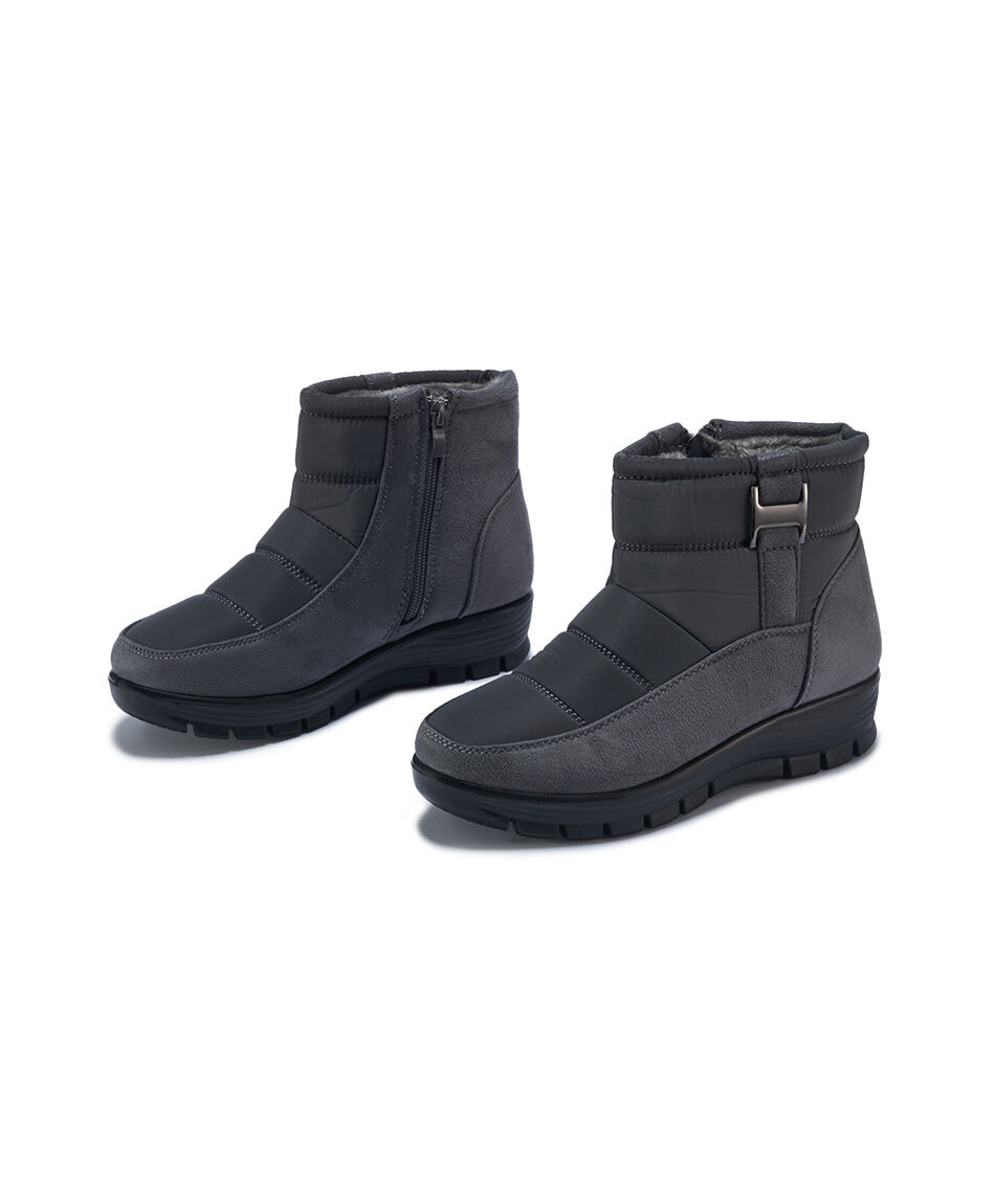 Bot&iacute;n mujer parka hebilla gris