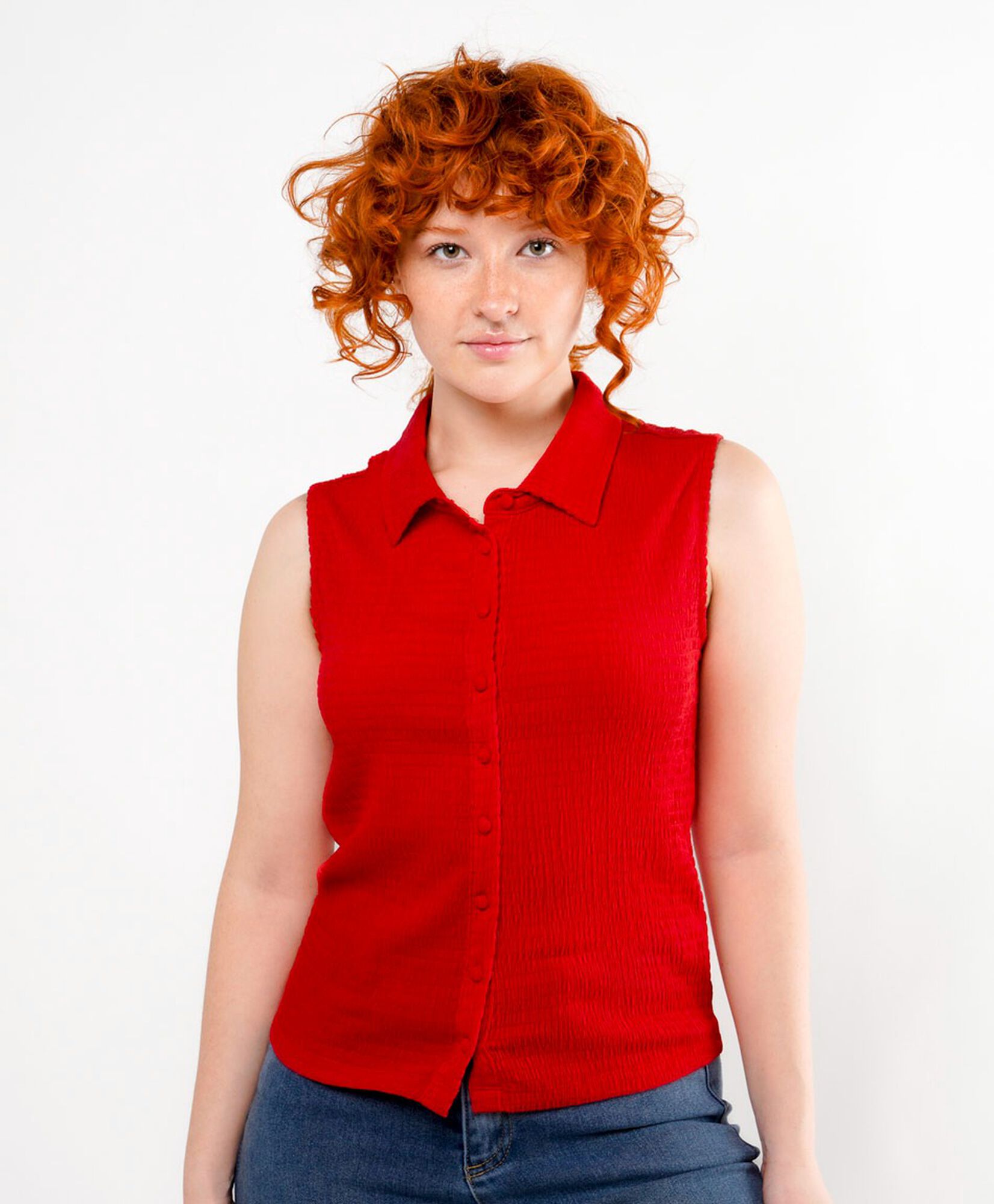 Blusa mujer textura sin mangas Blusa mujer textura sin mangas