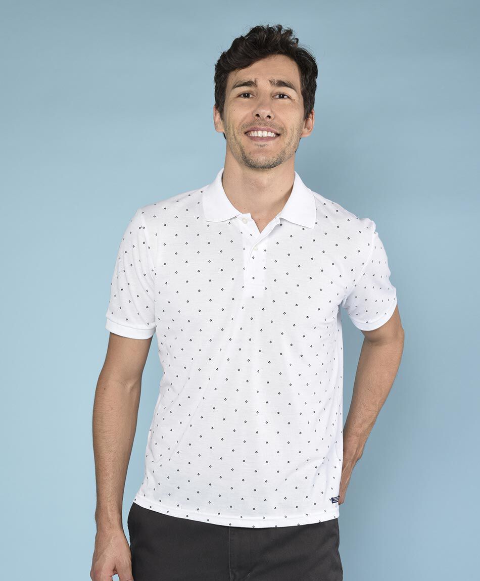 Polera cuello polo estampada