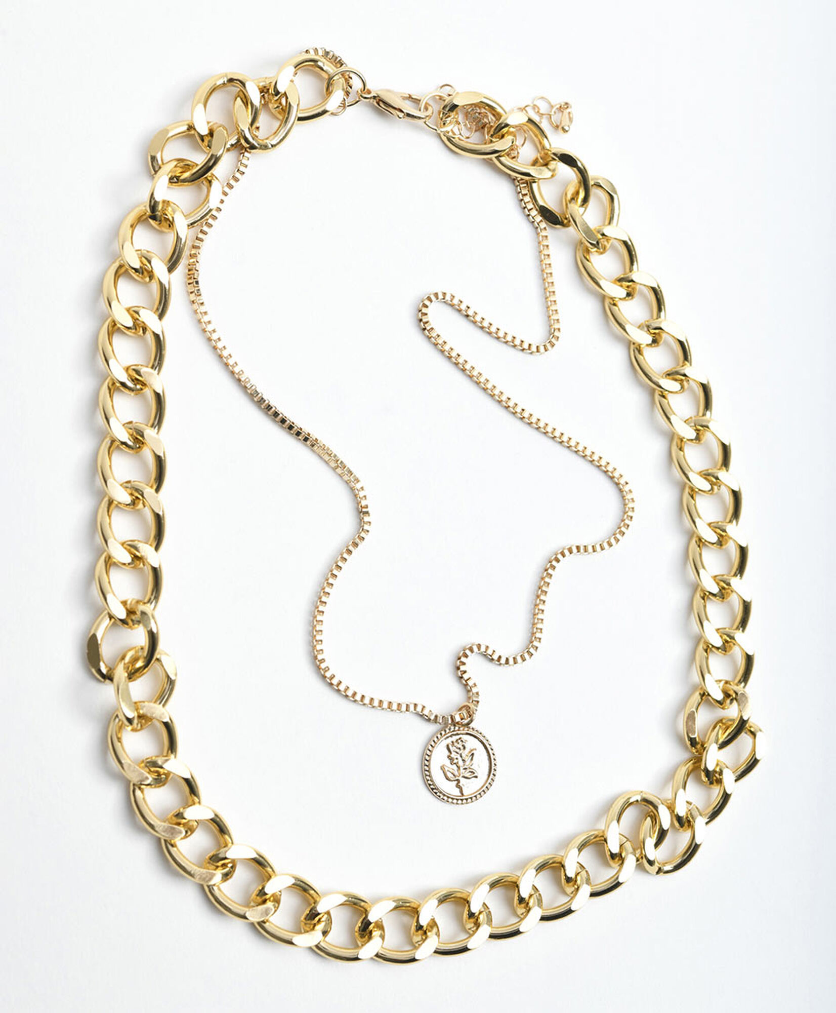 Collar mujer doble cadena corto 1 pieza Collar mujer doble cadena corto 1 pieza
