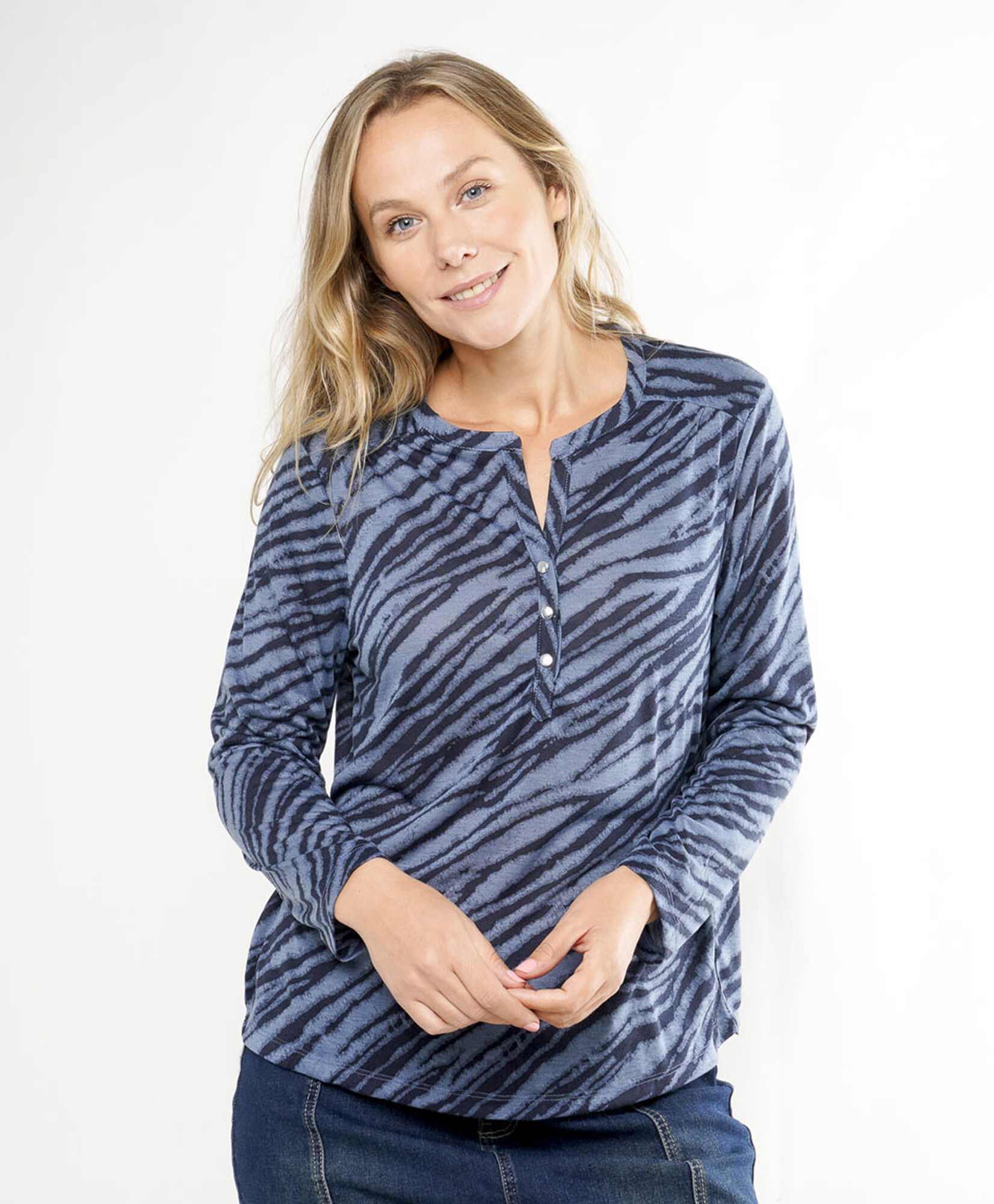 Polera mujer print cebra azul Polera mujer print cebra azul