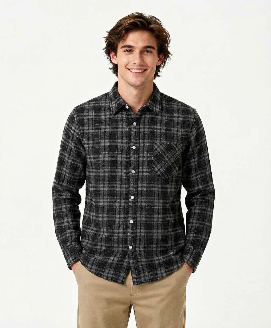 Camisa hombre franela gris