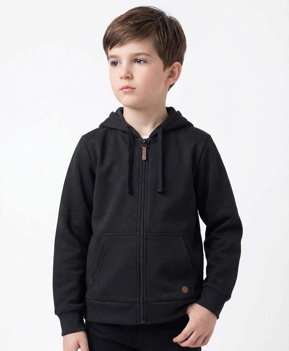 Poler&oacute;n escolar con cierre negro ni&ntilde;o