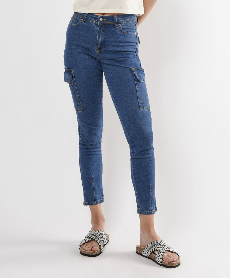Jeans mujer cargo skinny fit