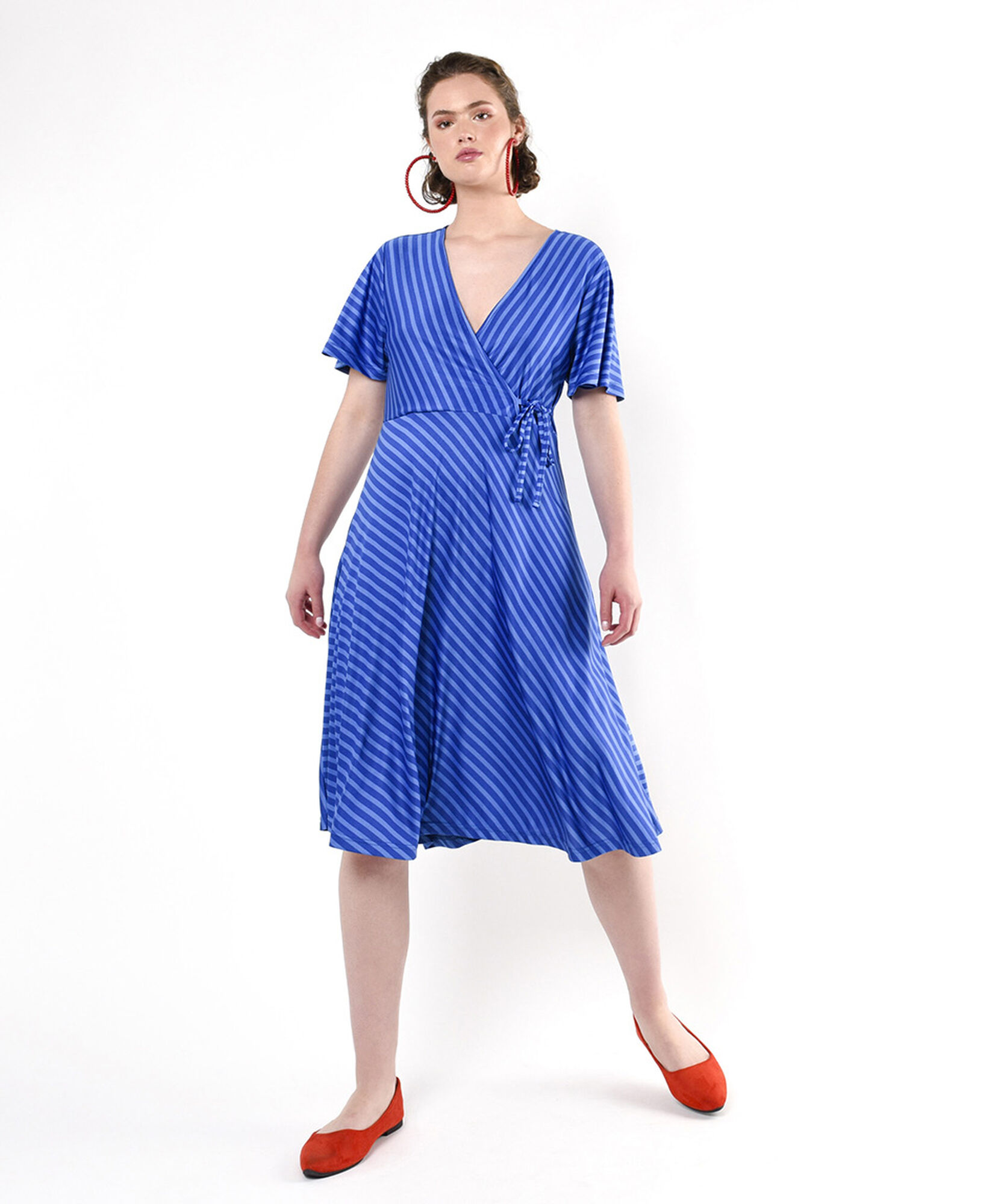 Vestido mujer cruzado líneas azul Vestido mujer cruzado líneas azul