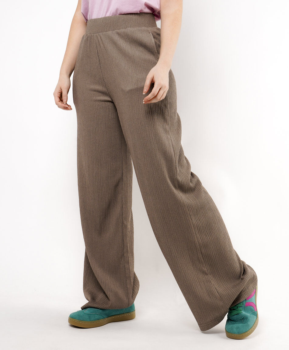 Pantal&oacute;n mujer textura wide leg