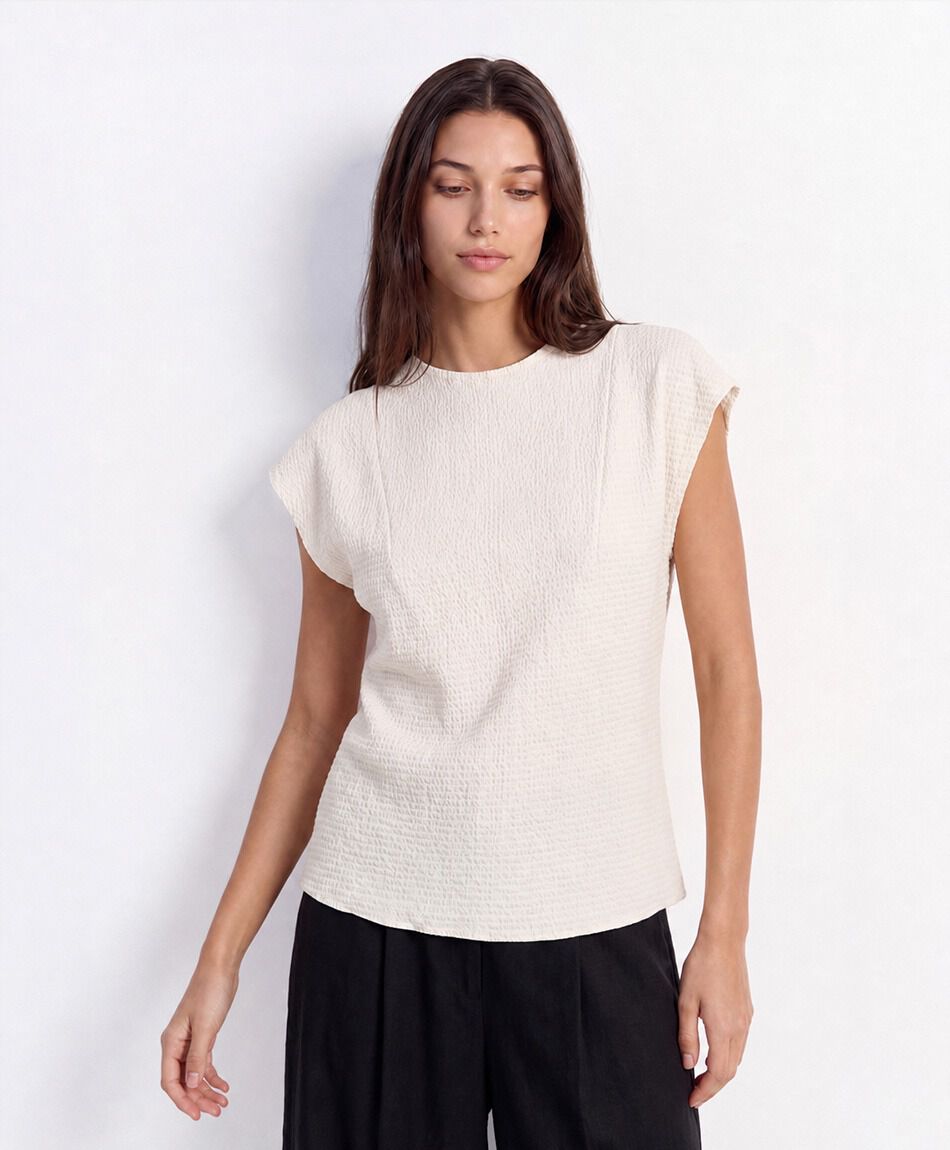 Polera mujer mini cuello textura