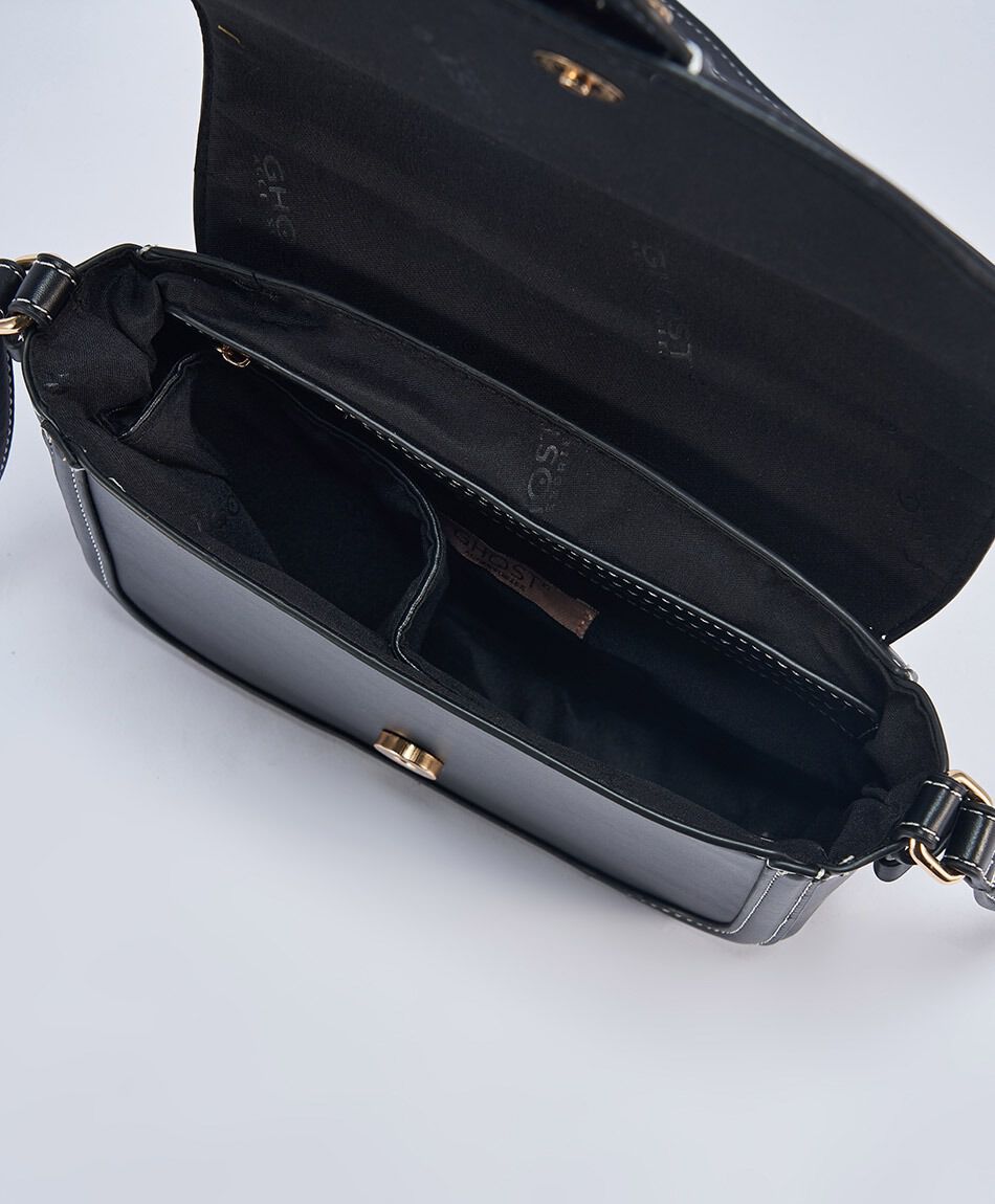 Bandolera mujer negro mate