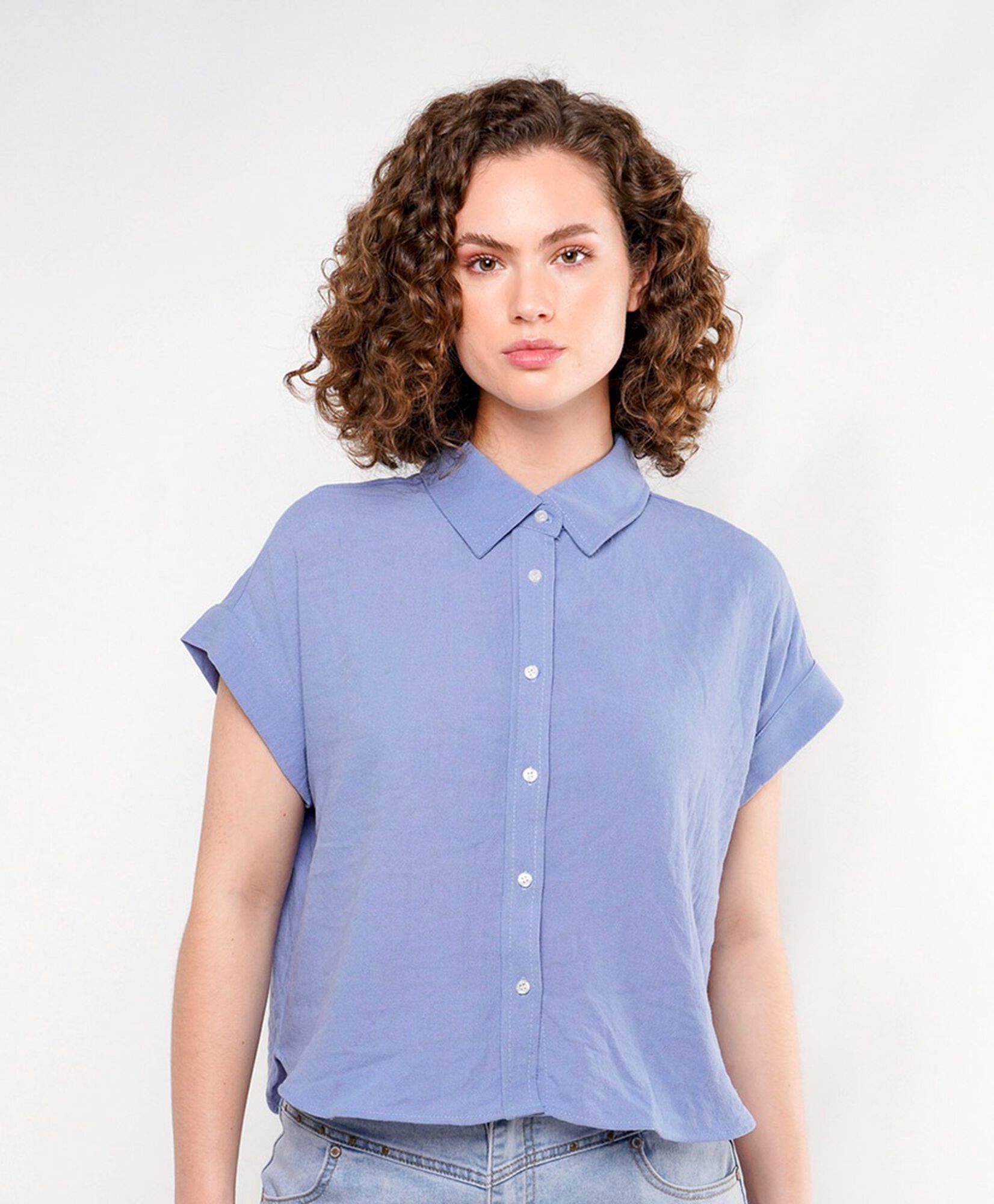 Blusa mujer lino azul Blusa mujer lino azul