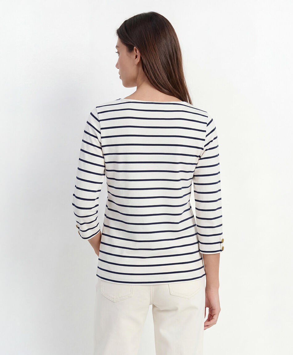 Polera mujer rayas cuello bote