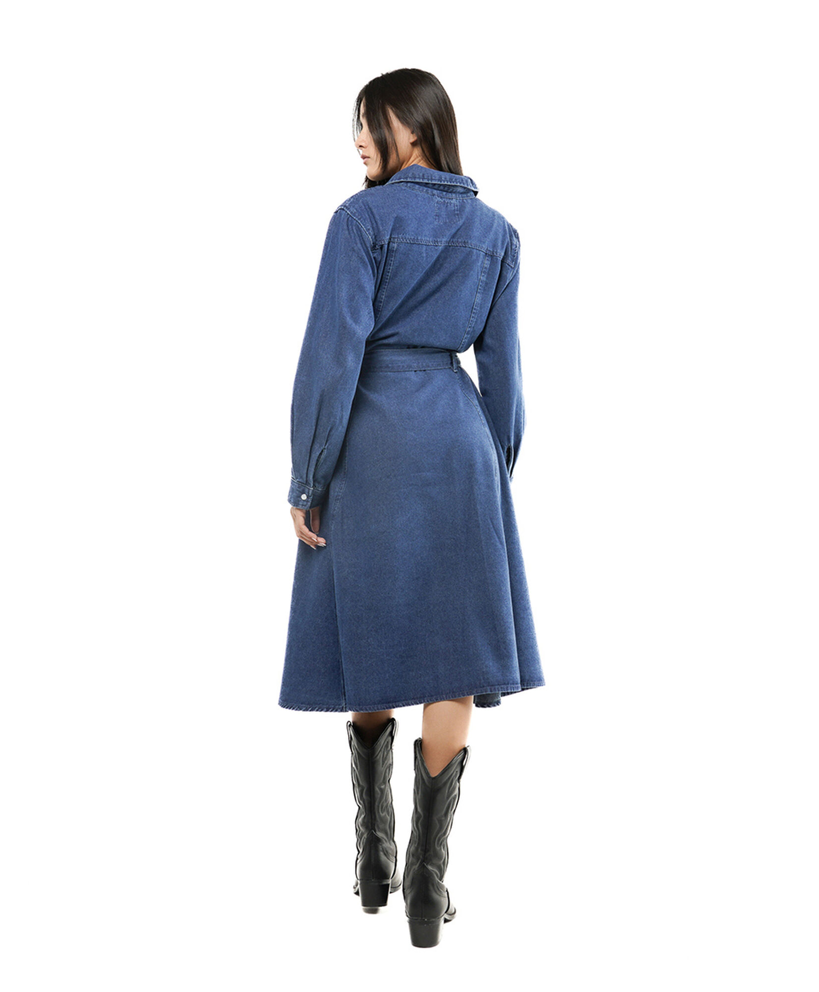 Vestido mujer denim lazo botones Vestido mujer denim lazo botones