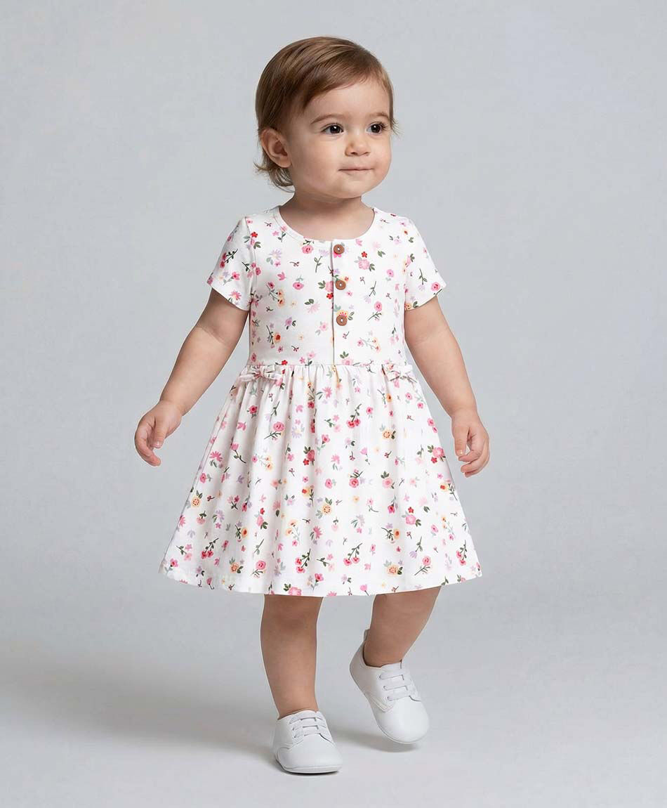 Vestido beb&eacute; florcitas botones
