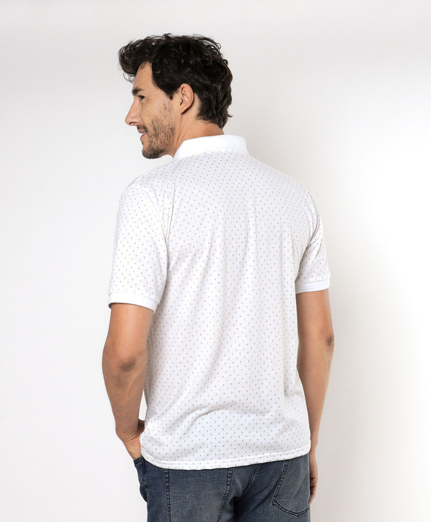 Polera hombre puntitos cuello piqué Polera hombre puntitos cuello piqué