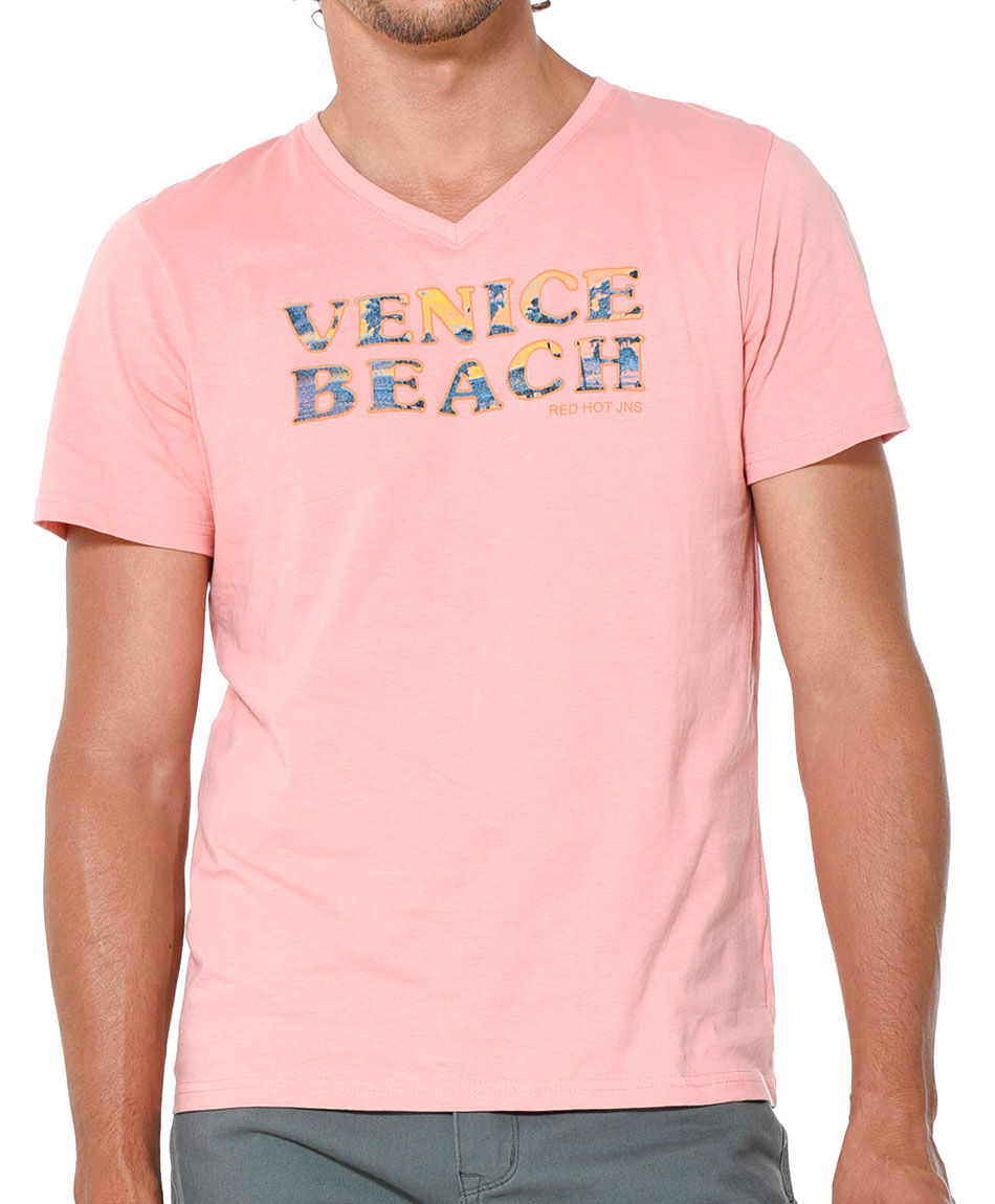 Polera estampada cuello v