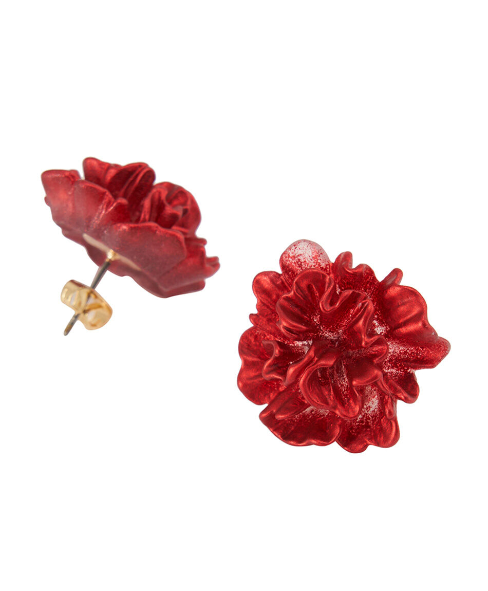 Aros mujer flor roja