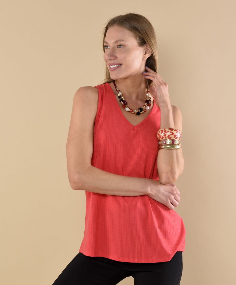 Polera sin mangas cuello en v