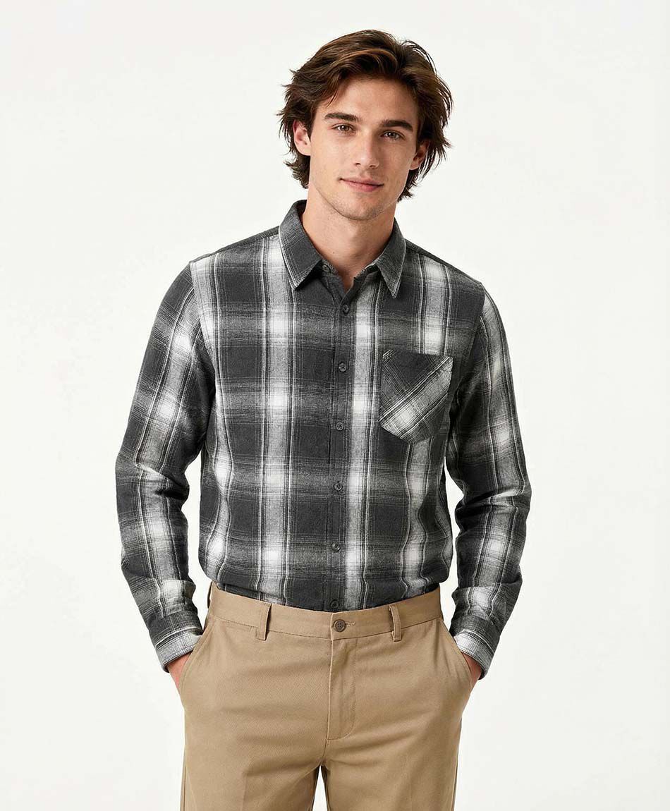 Camisa hombre cuadrill&eacute; franela
