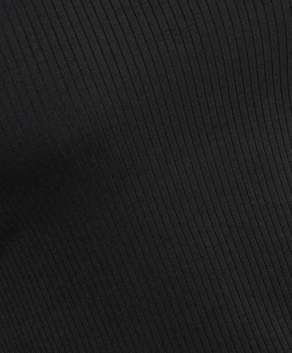 Polera mujer acanalada b&aacute;sica negra