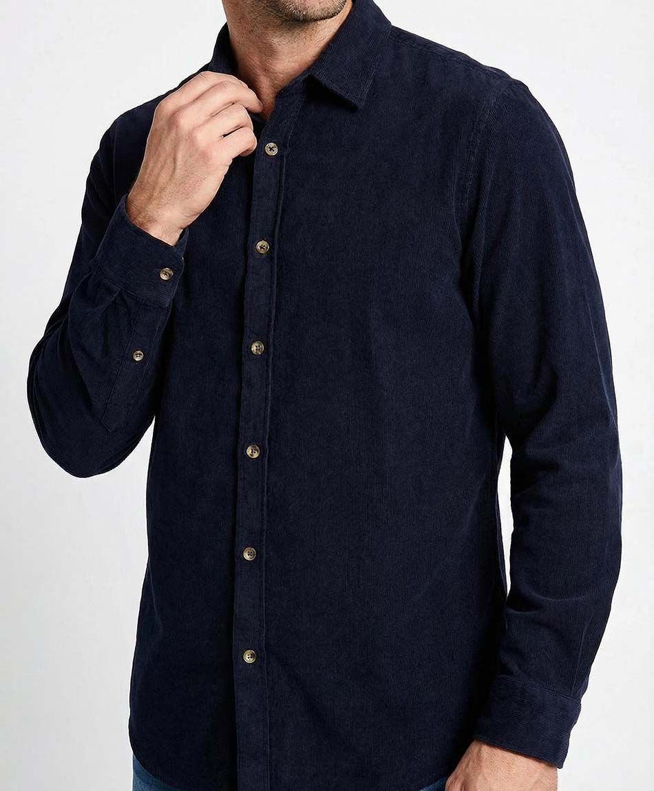 Camisa hombre cl&aacute;sica corderoy azul