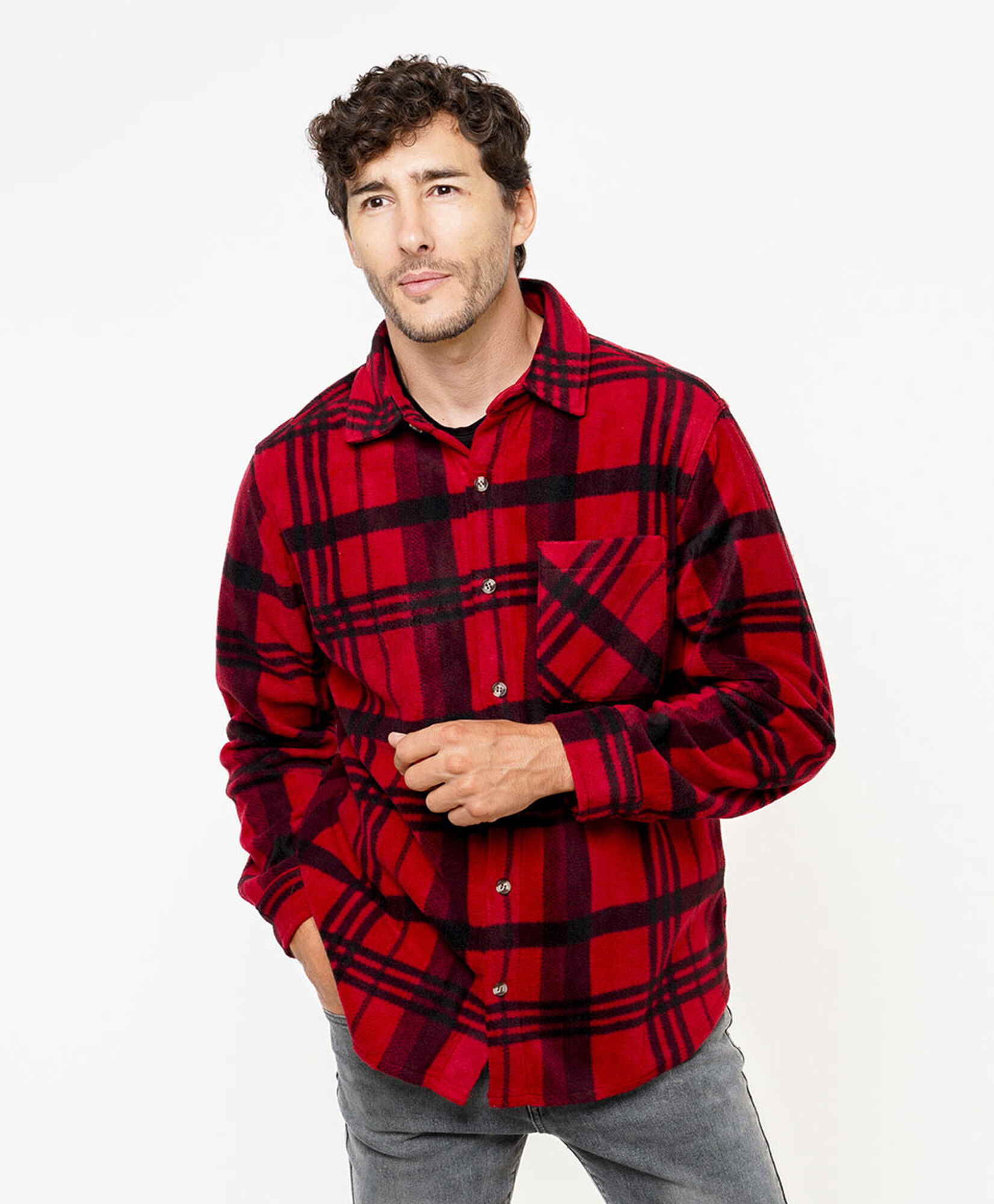 Chaqueta hombre polar leñadora roja Chaqueta hombre polar leñadora roja