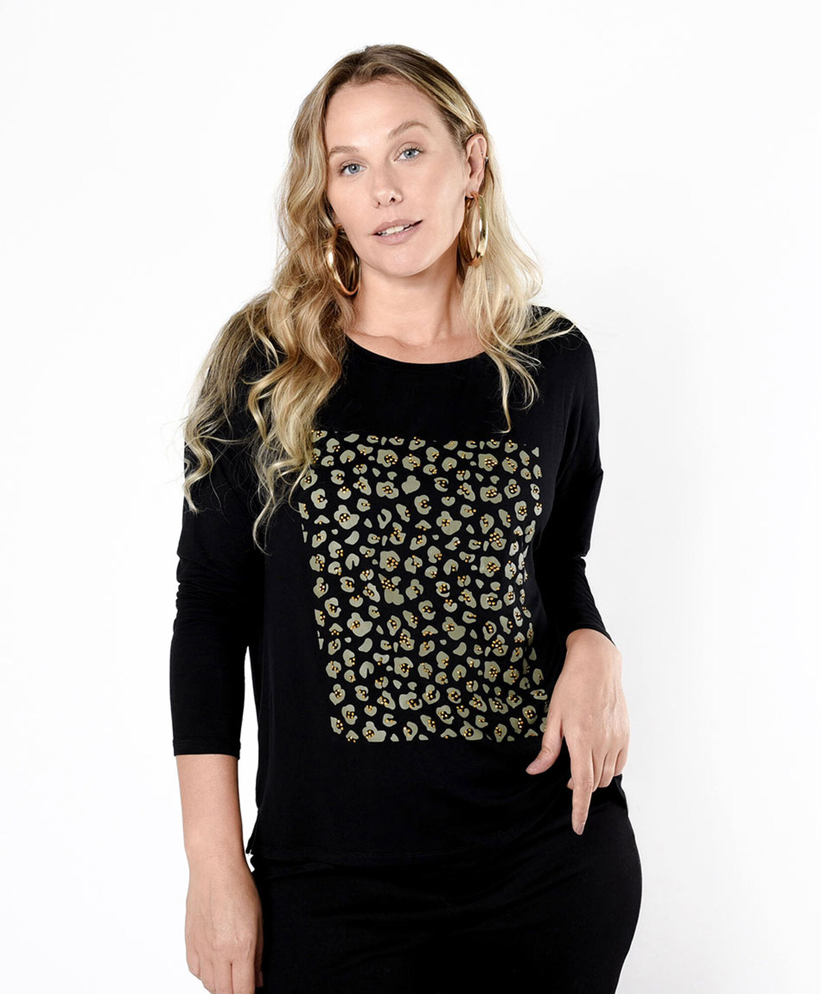 Polera mujer print con brillos Polera mujer print con brillos