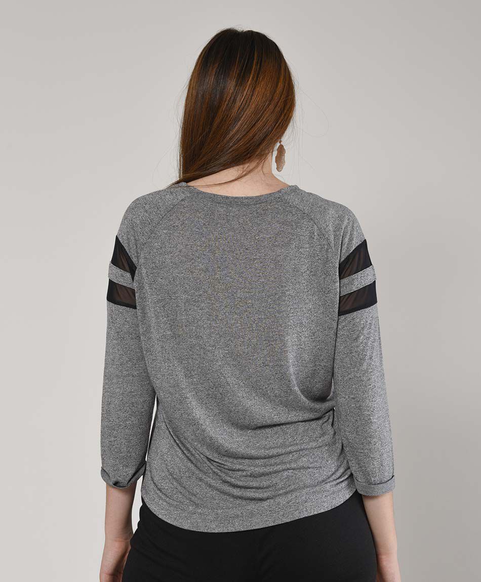 Polera mujer manga mesh