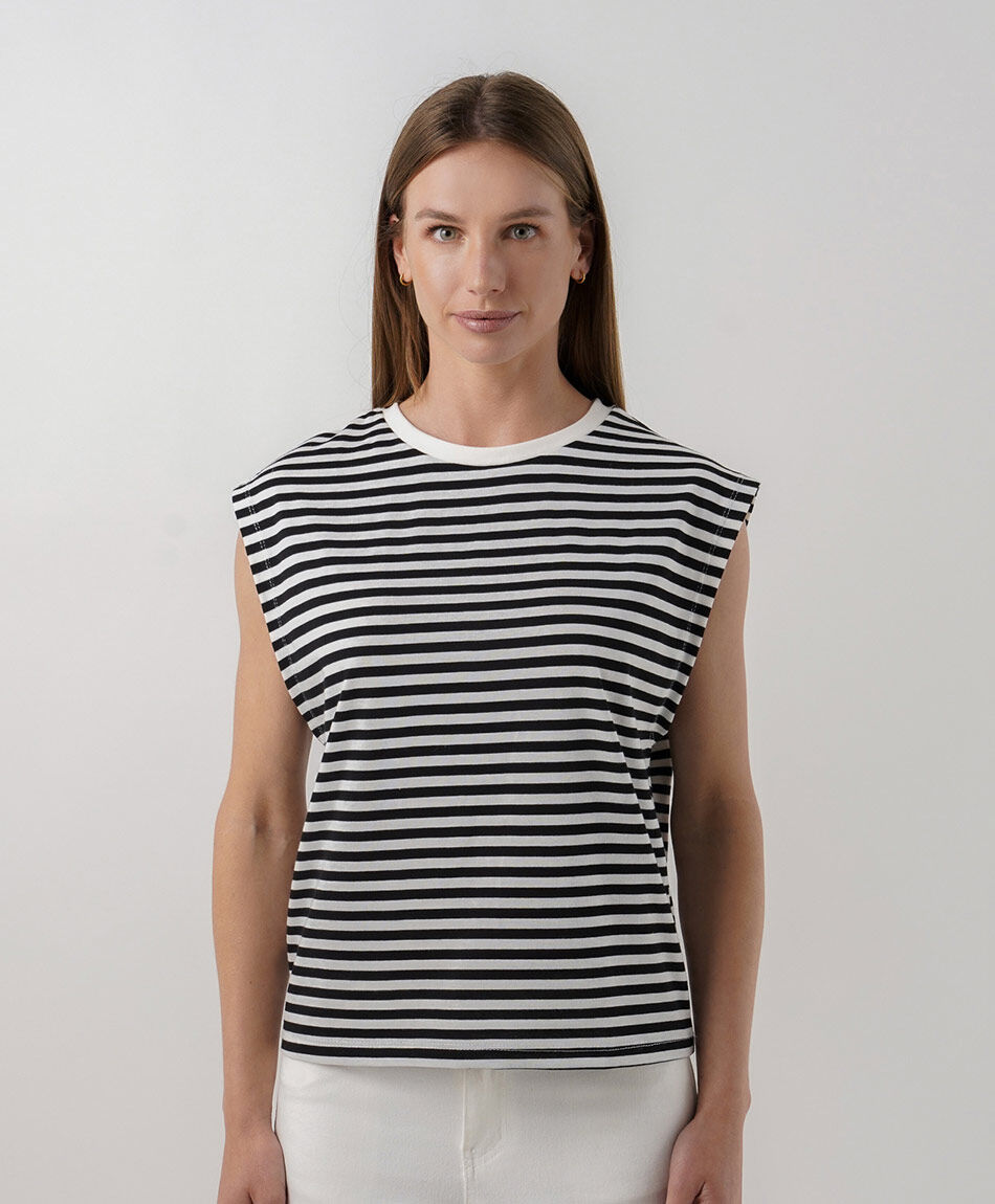 Polera mujer cuadrada rayas