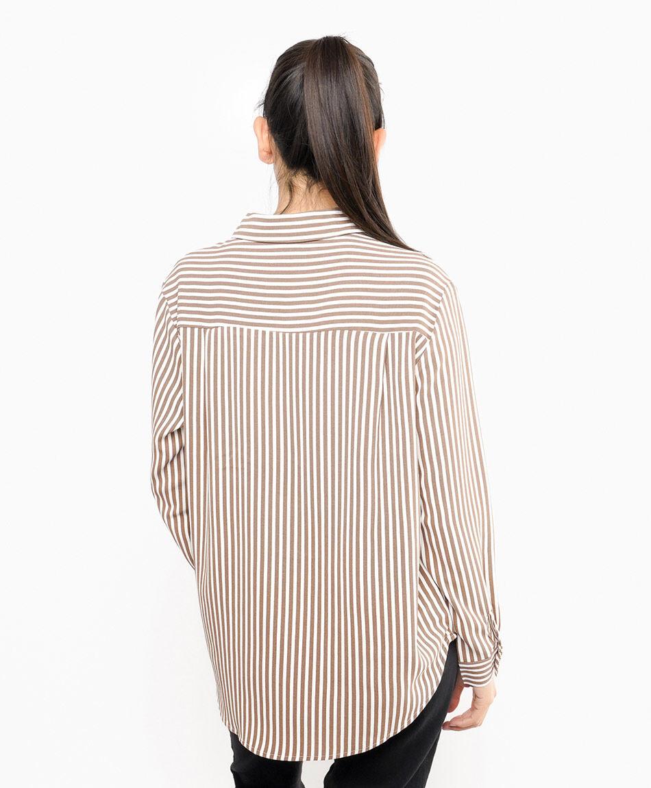 Blusa mujer camisera l&iacute;neas brown