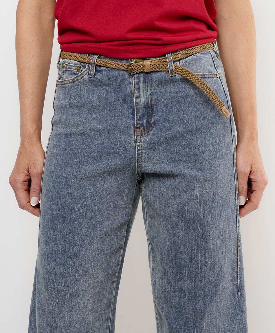 Jeans mujer wide leg cintur&oacute;n