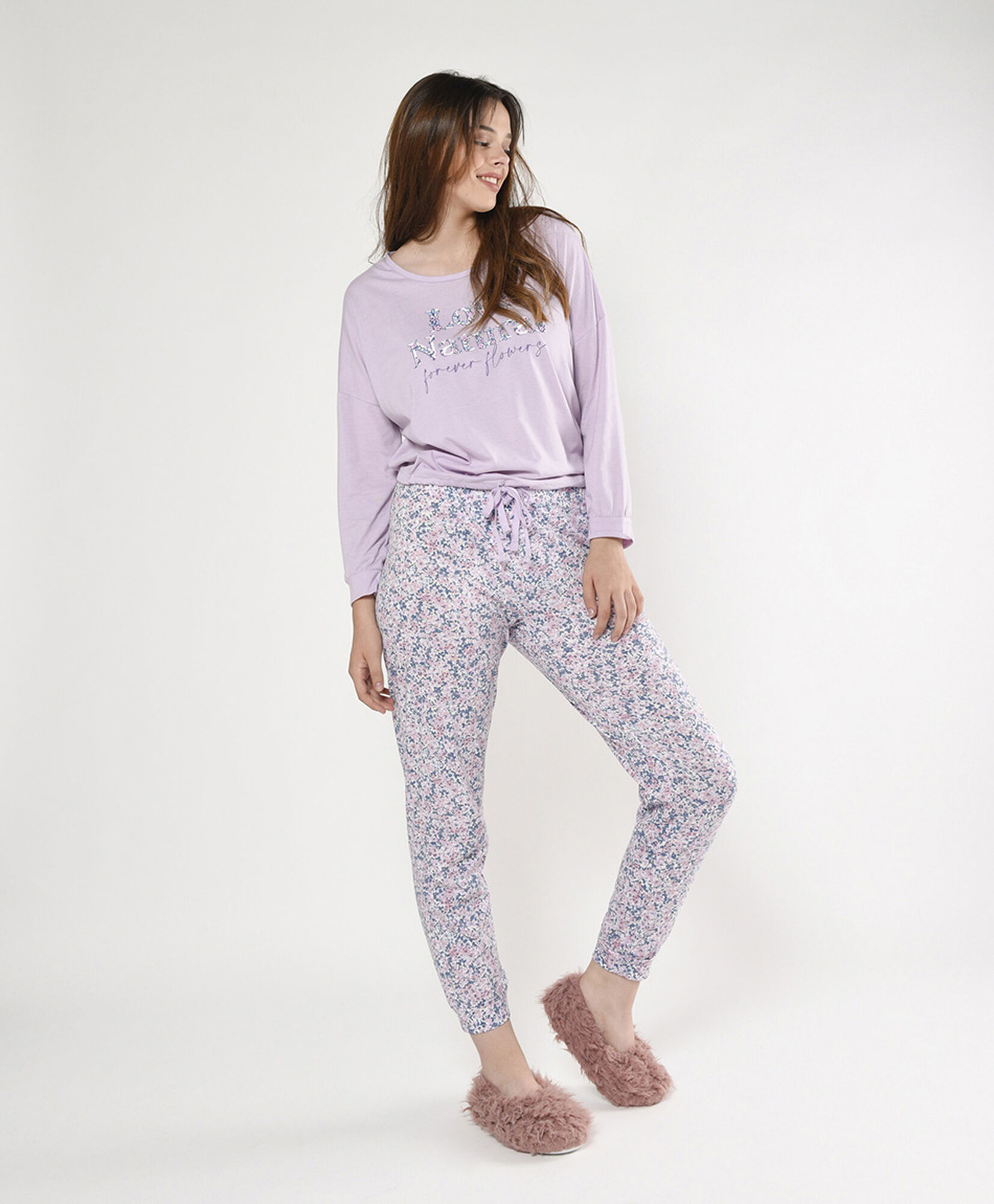 Pijama mujer floreado con cordón 2 piezas Pijama mujer floreado con cordón 2 piezas