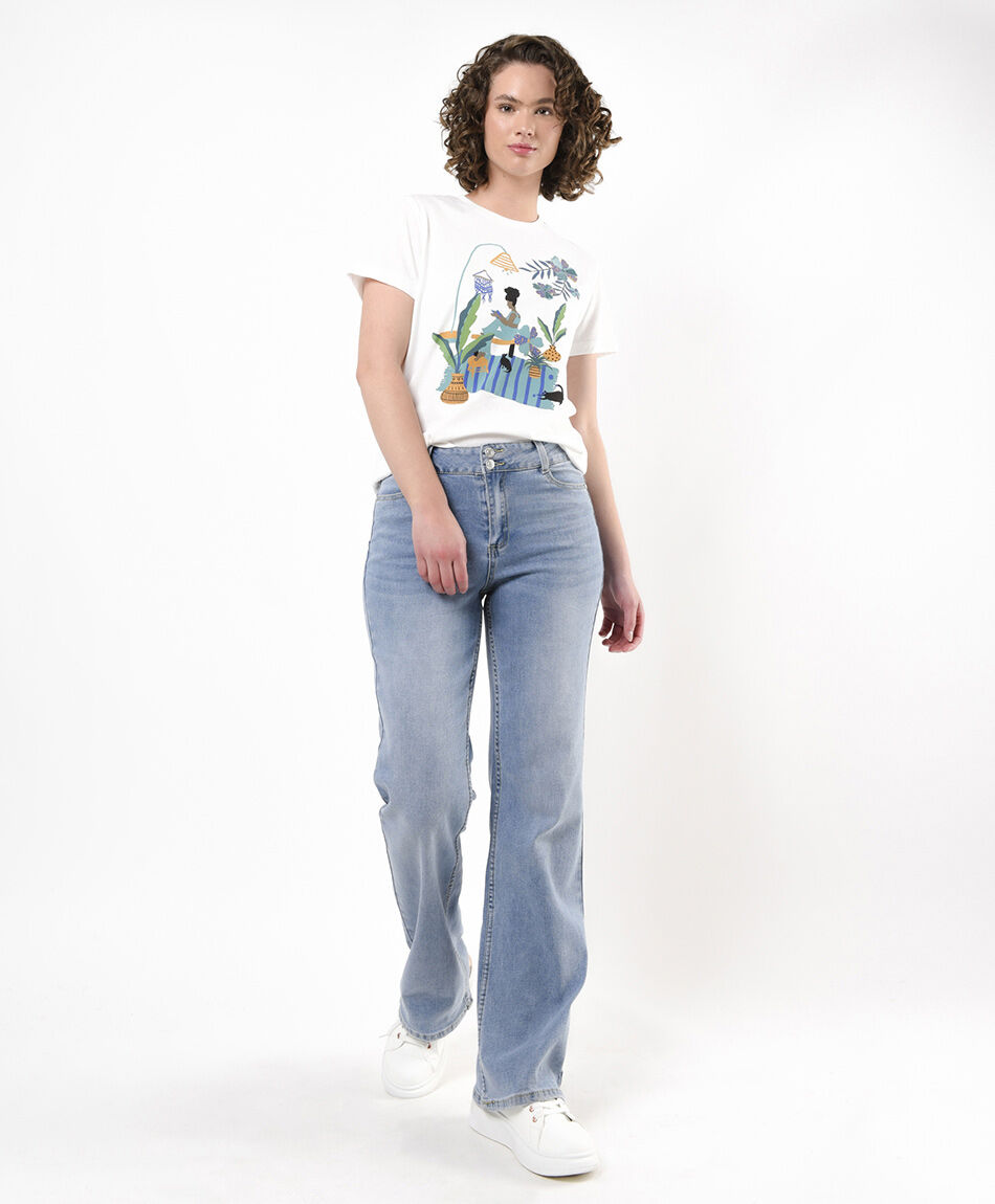 Jeans mujer doble botón