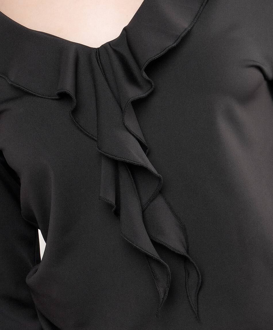 Polera mujer cuello vuelos