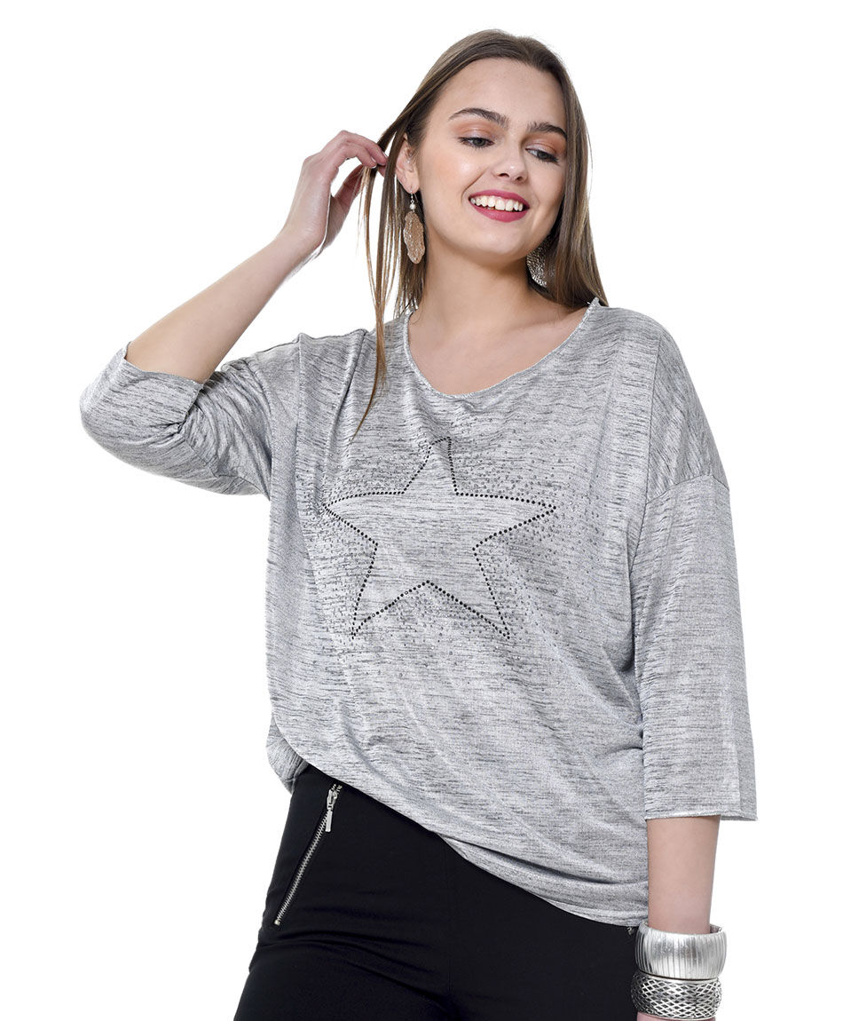 Polera metalizada print