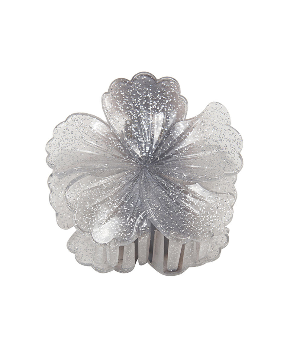 Pinche mujer flor gris brillos
