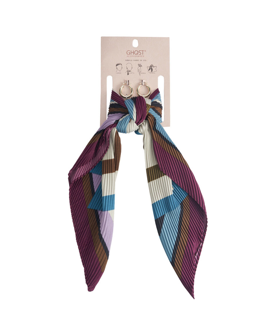 Set pa&ntilde;uelo + aros mujer rombos