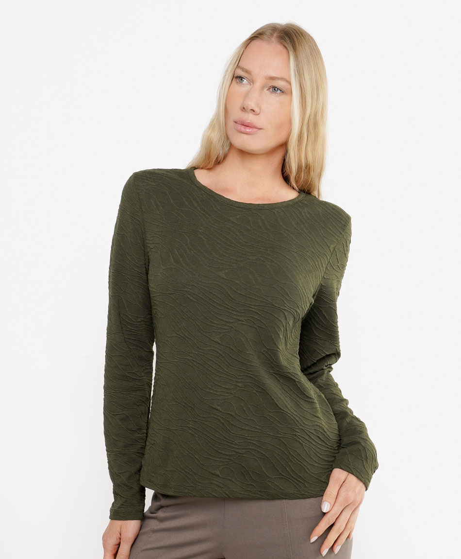 Polera mujer textura cebra verde