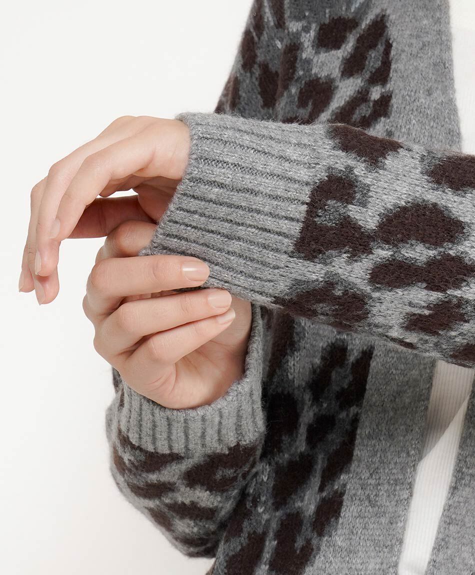 Cardigan mujer animal print grey