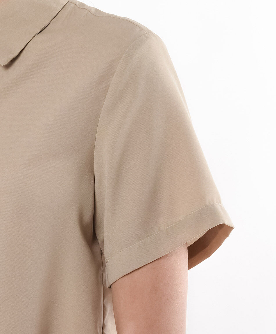 Blusa mujer manga corta beige